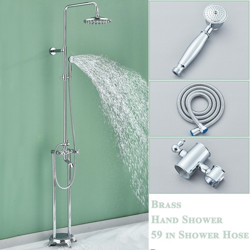 Shower System Freestanding Tub Faucet Rain Shower Head Floor Mounted Mixer Tap - Picture 4 of 72