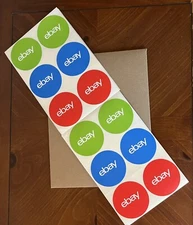 Ebay Branded Color Circle 3" Stickers 100 Sticker Bundle - New - Red Blue Green