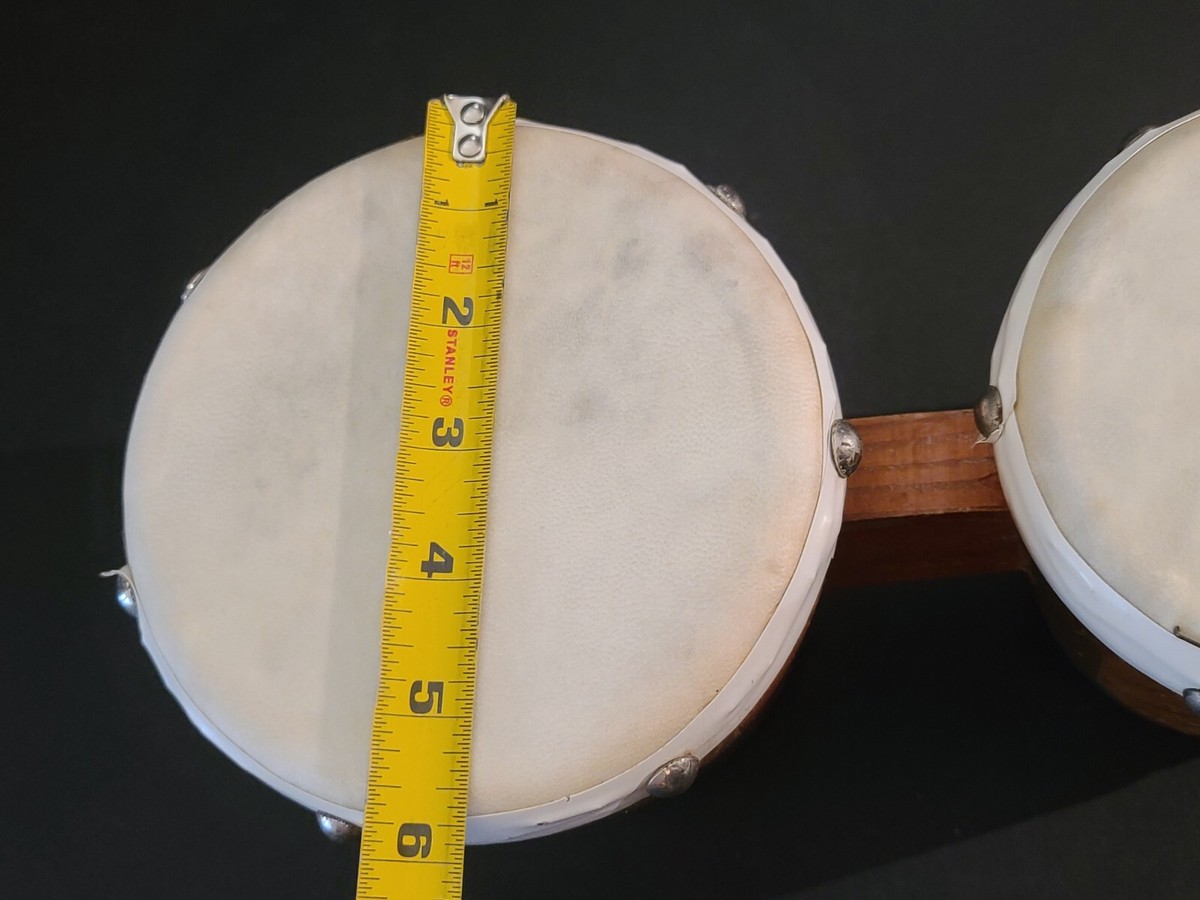VTG Twin Double Connected Wooden Bongos Hand Drums Percussion