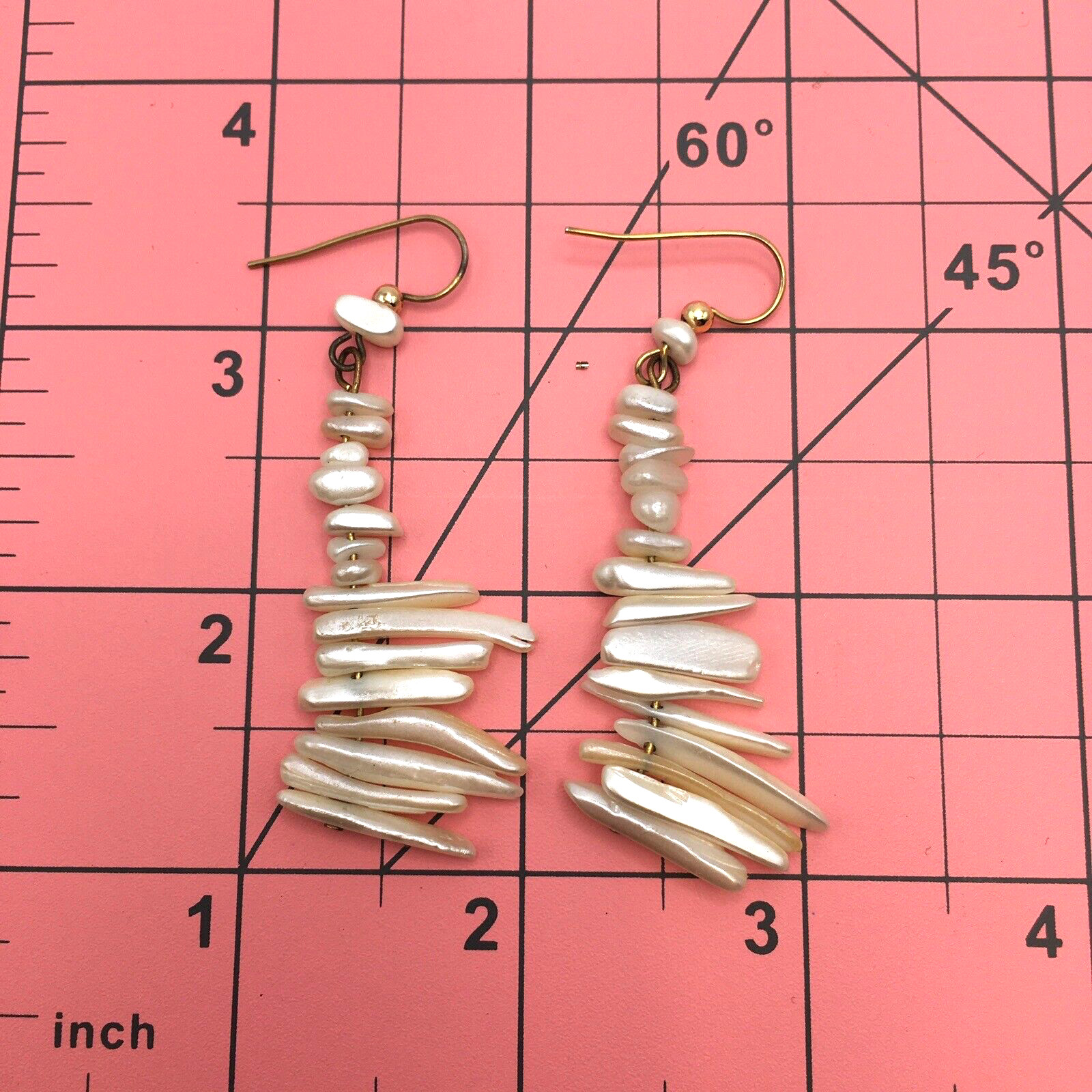 Stacked Pearl Dangle Earrings Statement Genuine K… - image 3