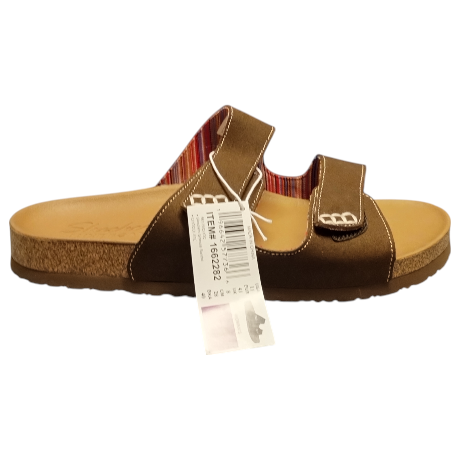 SAOLA Sandali Skechers due cinturini Granola donna US 11 marrone Luxe schiuma suola sughero 56176