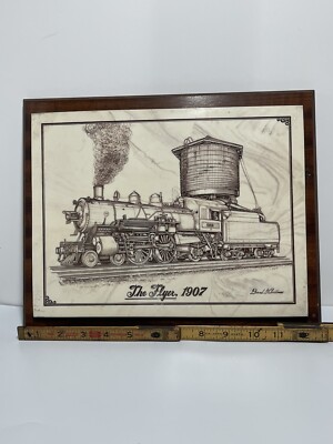 The Flyer 1907  Train Engine by David Christensen Etched In Wall Hanging