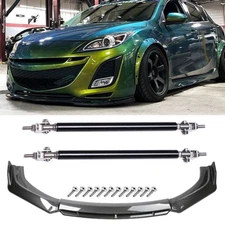 For Mazda 3 Front Bumper Lip Splitter Spoiler Carbon Fiber Body Kits Strut Rods