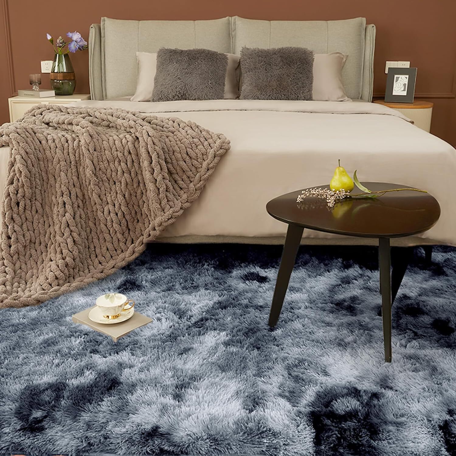 Ultra Soft Fluffy Carpets, 4x6 Ft, NonSkid Fuzzy Faux Fur Rugs for