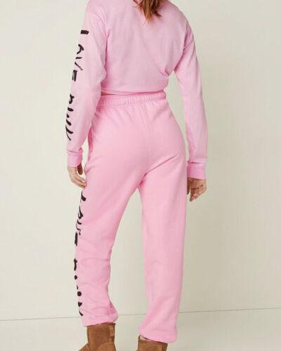 Victorias Secret PINK Logo Everyday Lounge Jogger Pants Pink Size M NWT - Picture 3 of 5