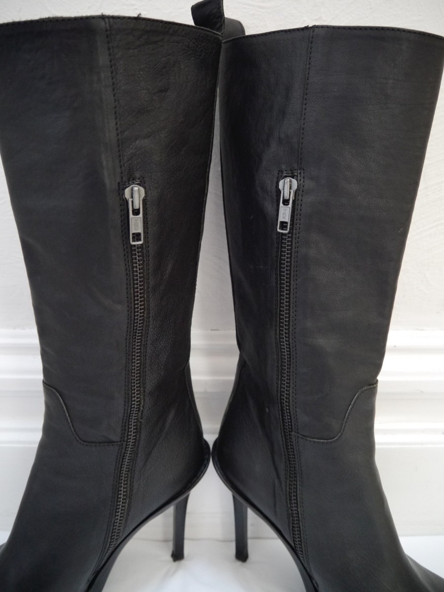 ANN DEMEULEMEESTER black leather heeled boots size 36 WORN ANN DEMEULEMEESTER black leather heeled boots size 36 WORN