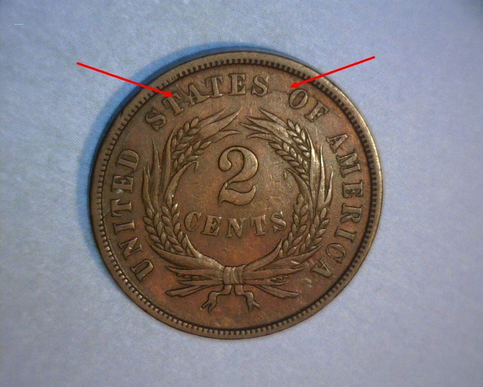 1864 TWO CENT PIECE🌟SHATTERED DIE STRUCK THROUGH DEBRIS🌟RARE DATE  ERROR COIN - Image 4 of 4
