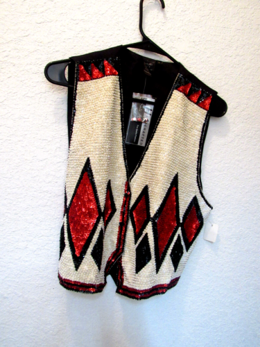 Bali- Hi international Fancy Sequined VEST NEW w/ Tags. Handcrafted in Indonesia