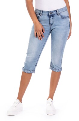 BLUE MONKEY**JEANS**B  WARE**NEU**BLAU**3/4 LÄNGE**SHORTS**GÜRTEL**