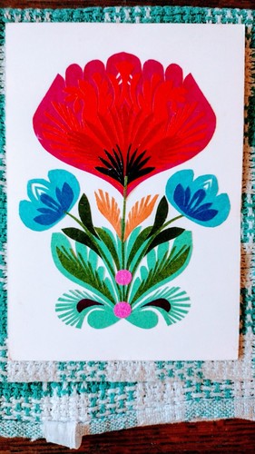 BEAUTIFUL POST CARD PAPER CUT MADE IN POLAND FLOWERS. - Picture 13 of 14