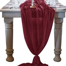 10ft Chiffon Table Runner 29x120 Inches Wedding Runner 29" x 120" Burgundy