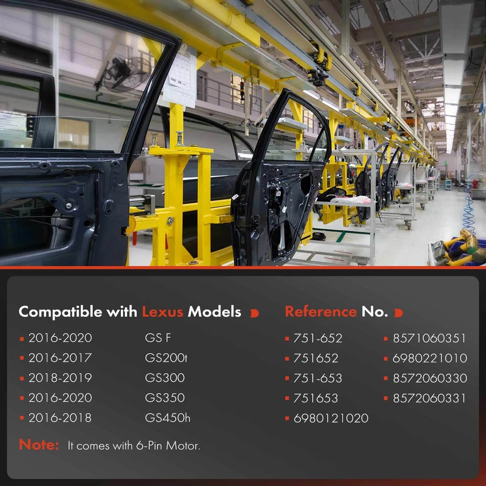 2x Regulador de ventana eléctrica delantero con conjunto de motor para Lexus GS200t GS300 GS450h Foto 2 de 4