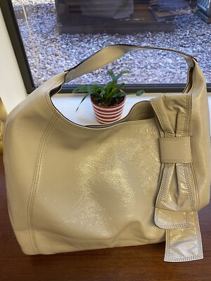 Kate Spade GrayPatent Leather Shoulder Bag Boho With Bow