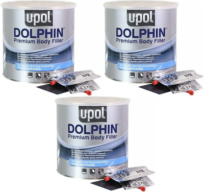 3x U-POL Premium Dolphin Tiefenreparatur Karosseriefüller Kitt 3L DOLFB/D