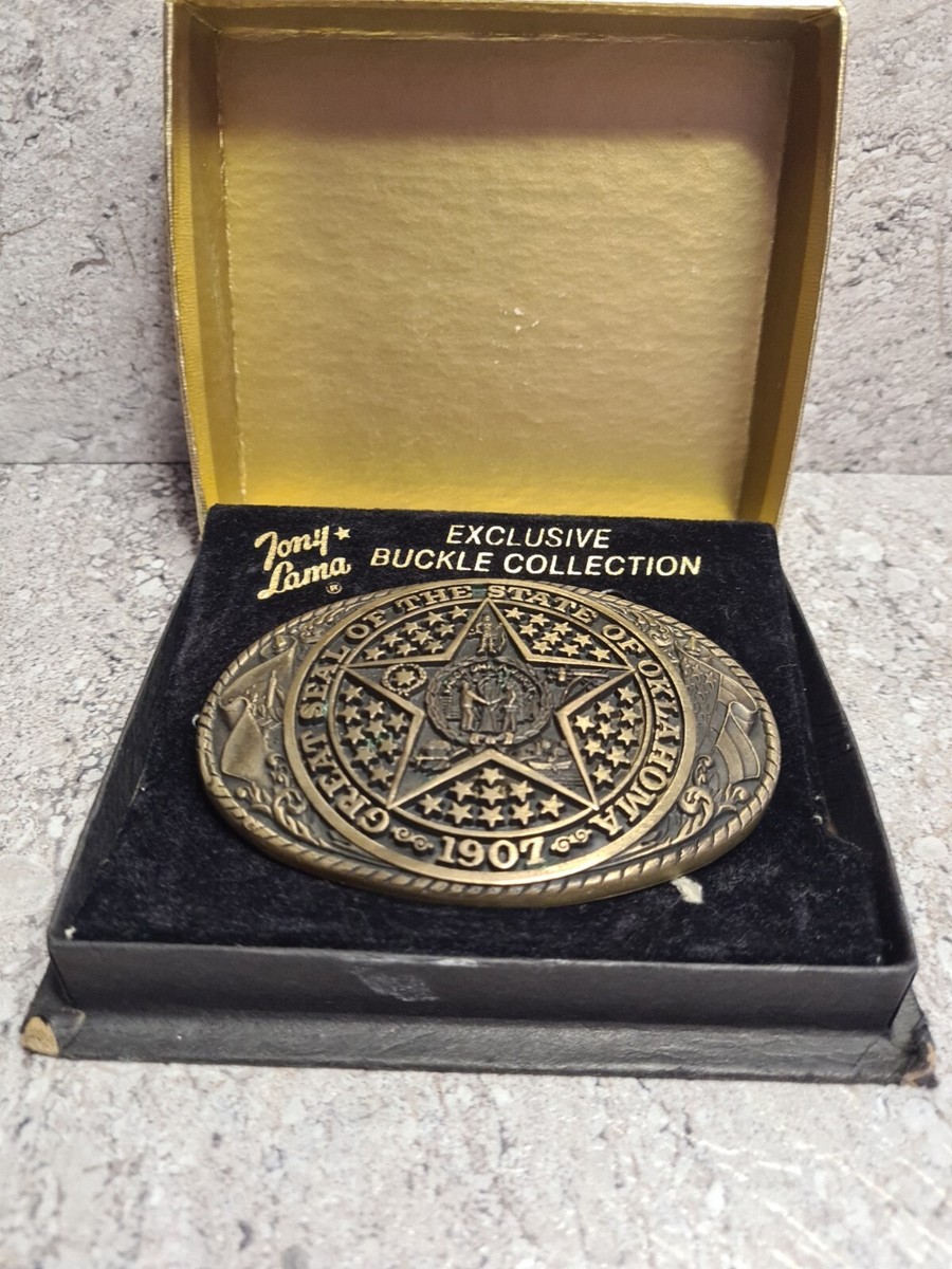 Tony Lama 'Great Seal of The States of Oklahoma 1907' Solid Brass