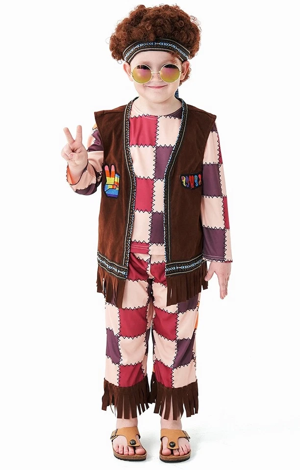 Disfraz Hippie Hippy Niños Niño Años 60 Años 70 Retro Groovy Go Go Disco Fiesta Foto 3 de 4
