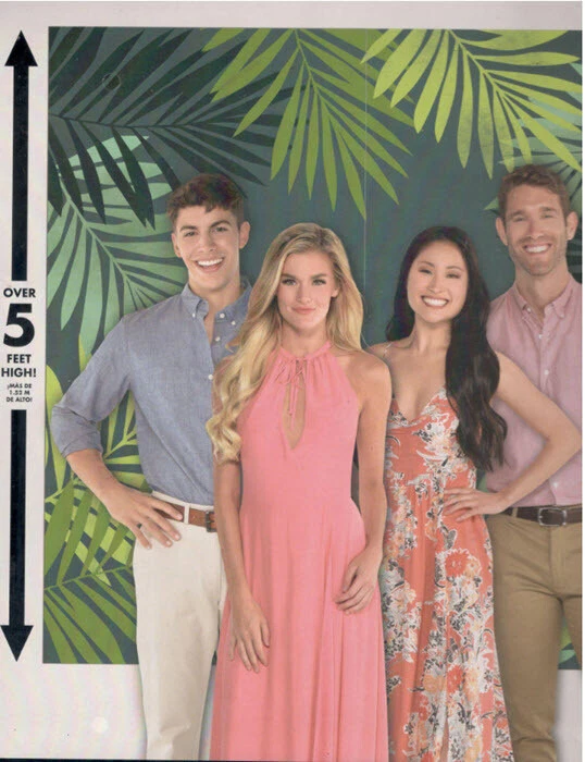 PALM LEAVES Scene Setter LUAU/TROPICAL party wall decoration 5' selfie BACKDROP - Image 2 of 2