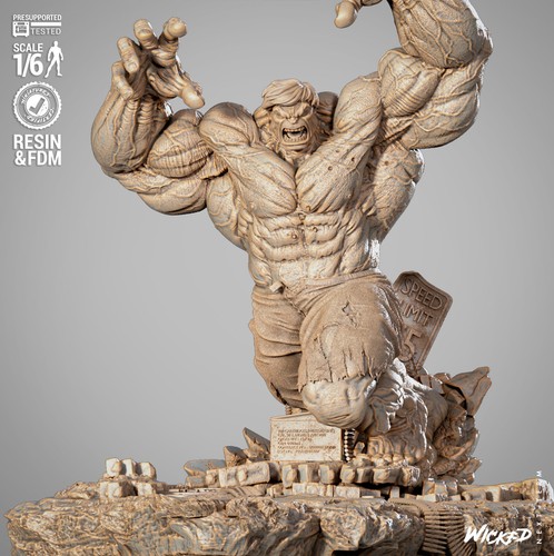 Hulk VS Punisher 3D gedrucktes Diorama, Marvel Comic Statue, unbemalt - Bild 9 von 10