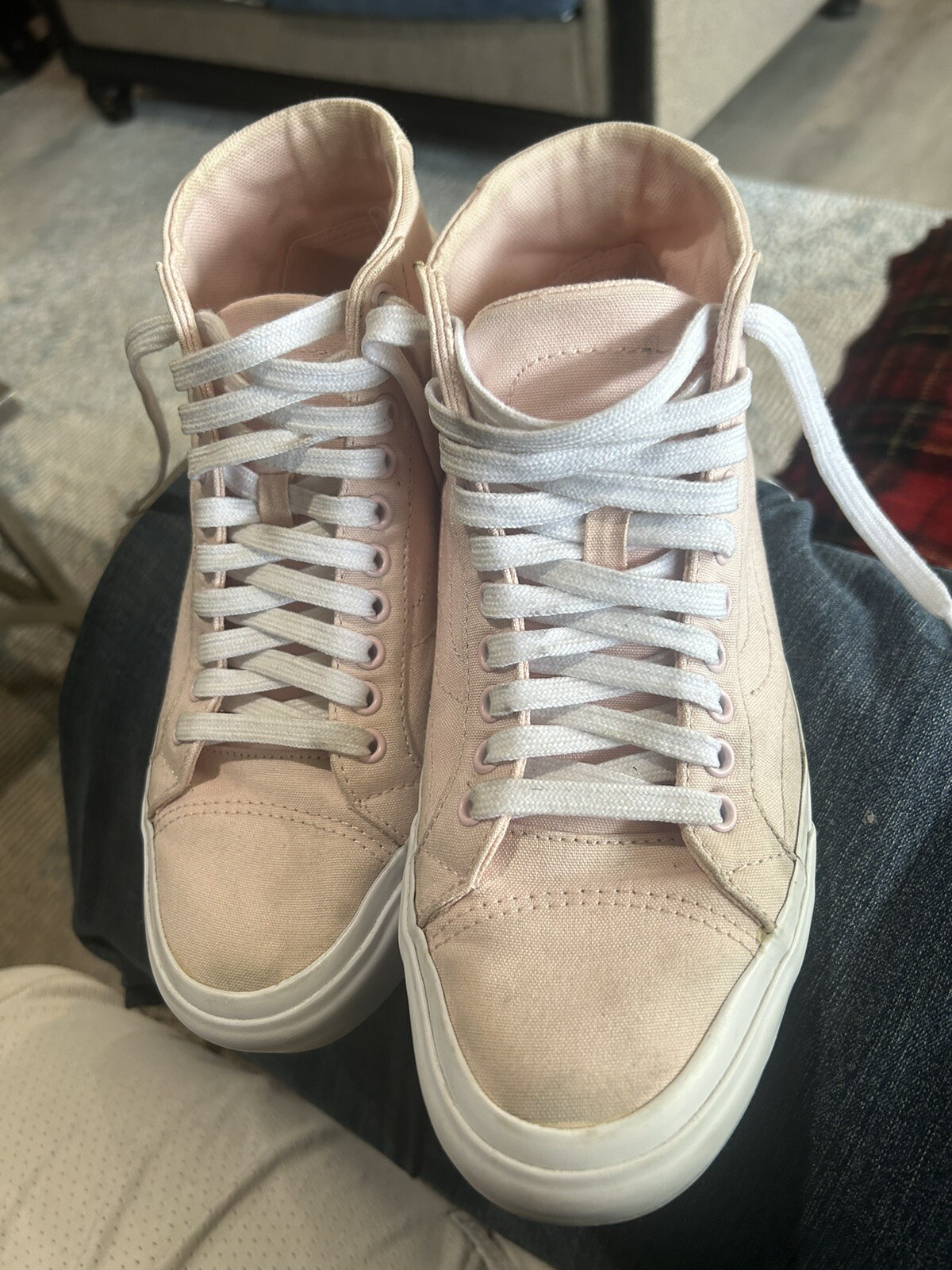 Vans Skateboard Peach Canvas High Top Mens 7 Womens 8.5 Off The Wall 721454-image