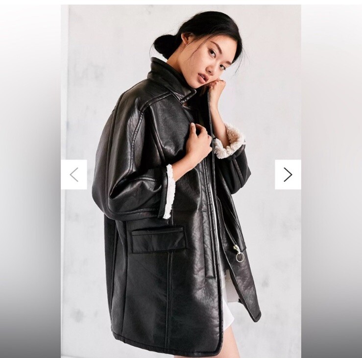 MOVING SALE | NWT Women’s Urban Outfitters Silence+Noise Black Faux Leather Coat image 2