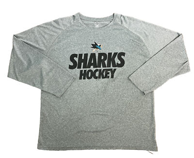 NHL San Jose Sharks T Shirt Adult Medium Gray Hockey Long