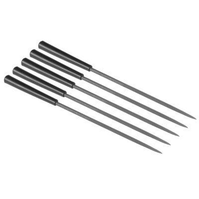 5Pcs Second Cut Steel Round Needle File with Handle 3mm Shank 140mm ...
