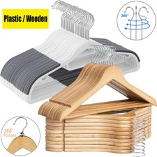 Plastic Hangers Wooden Hangers Heavy Duty Clothes Hangers Non-Slip Space Saving