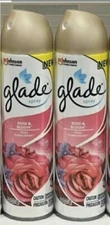 2 X S.C.Johnson Glade Scented Air Freshener Spray ROSE & BLOOM Eliminates Odor