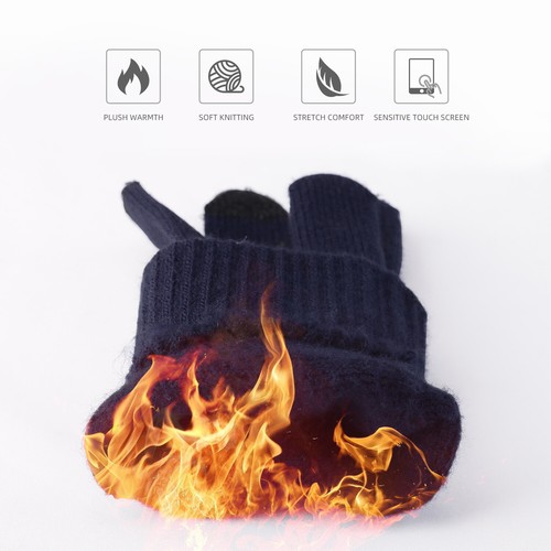 Winter Wool Warm Knitted Touch Screen Glove Mobile Phone Knitted Gloves MenWomen - Picture 45 of 107