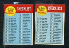 1963 TOPPS #79 UNMARKED CHECKLIST SERIES 1 NUMBER BOX SIZE ERROR VARIATION PAIR