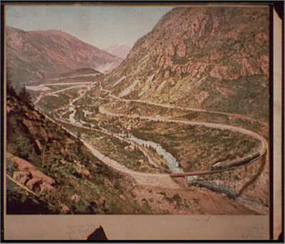 Far-famed Georgetown loop,valleys,mountains,railroad tracks,Colorado,CO,c1899