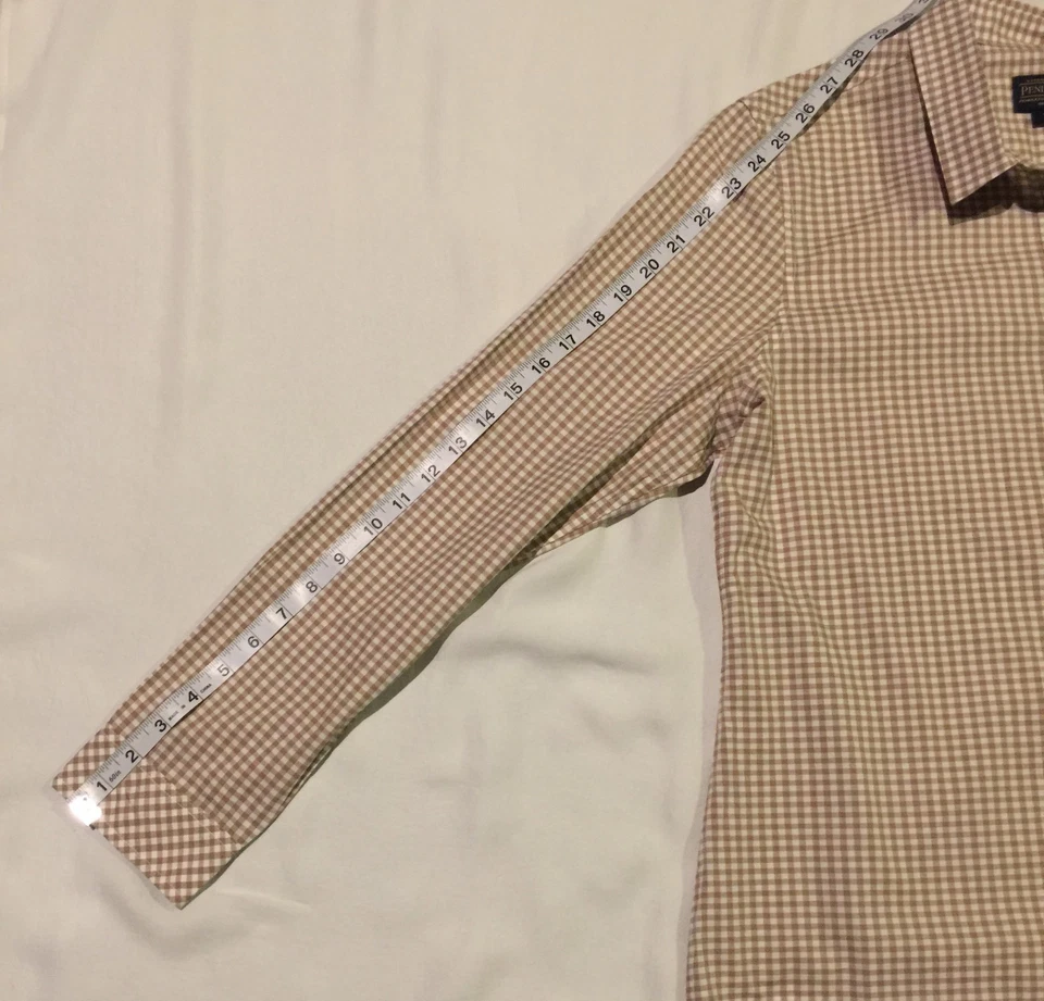 NUEVO CON ETIQUETAS PENDLETON Camisa de Vestir Para Hombre Botón Delantero Manga Larga Marrón Blanco Cuadros L Foto 4 de 4