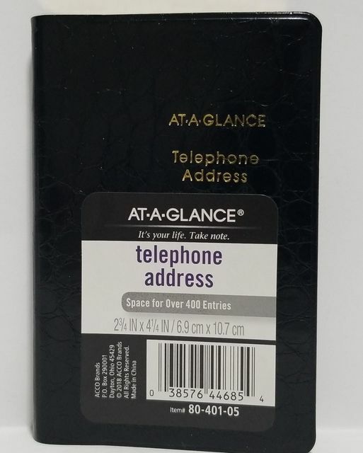 AT-A-GLANCE Telephone & Address Book, 400+ Entries, Designer, Black (RM ...