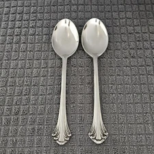 Towle COLONIAL PLUME Oval Soup Table Spoons set 2  Stainless 18/8 Germany 7 1/8"