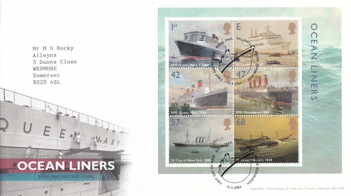 Ocean Liners minisheet GB RM FDC Tallents 2004 (132572)