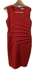 Calvin Klein Womens Christmas Red Sunburst Dart Party Dress Fully Lined Size 4