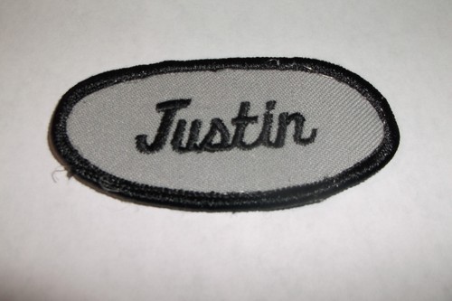 JUSTIN USED EMBROIDERED VINTAGE SEW ON NAME PATCH TAGS ASSORTED COLORS AVAILABLE