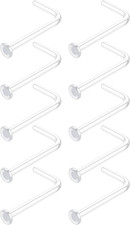 18G Clear Nose Studs for Work - L Shape Clear Nose Rings Piercing Retainers - Bi