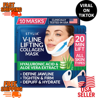 Stylia V Line Lifting Collagen Mask 10PC Jawline Strap