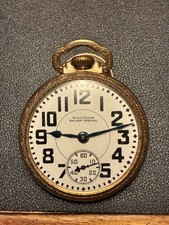 Waltham Pocket Watch "Railway Special" Gold Filled Model 1908 17 Jewels, Size 16