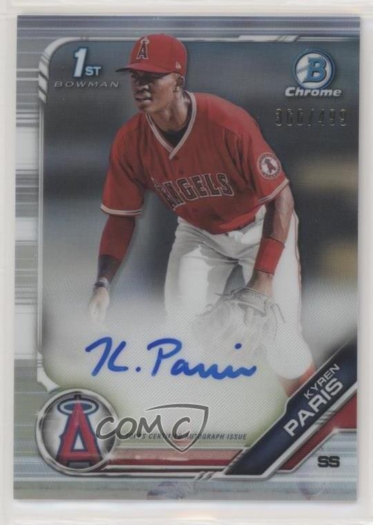 2019 Bowman Draft Chrome Pick Refractor 366/499 Kyren Paris #CDA-KP Auto 2t9