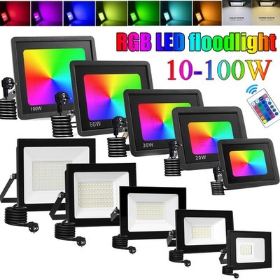 RGB Fluter Outdoor Spot Außenbeleuchtung Baustrahler Strahler LED 10W 50W 100W