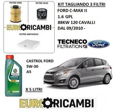 KIT TAGLIANDO FILTRI OLIO ORIGINALE FORD 5W30 FORD C-MAX II 1.6 GPL 88KW 120 CV