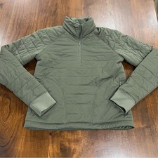 Lululemon Dynamic Movement 1/2 Zip Jacket Army Green Quilted Pullover Size 4