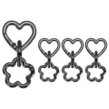 Heart Shape Keychain Clip, 12Pcs Metal Spring Snap Hook Keyring, Black