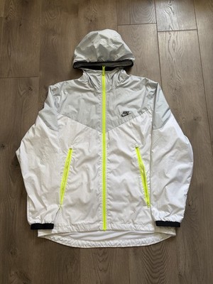 Nike Size Sz Medium M Windrunner Track Hooded Jacket Full Zip White Grey Green