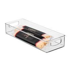 iDesign Slim Extra Long Clear Storage Bin, Narrow Stackable 16 x 6 x 3,
