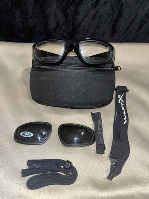 Wiley X SG-1 goggles matte black frames shatterproof smoke grey and clear lenses