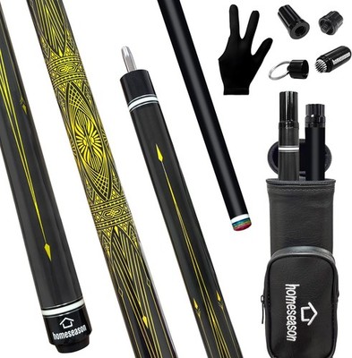 Fiberglass Pool Cue Stick 58'' Pro Low Deflection Billiard With Bag & Extension
