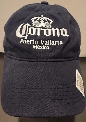 Corona Puerto Vallarta Mexico Baseball Cap Hat Strapback Dark Blue & White 
